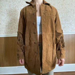 Petite faux suede western coat